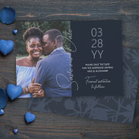 Slate Blue, Blue-Grey Wedding Save the Date
