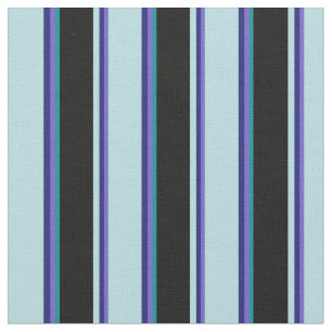 Slate Blue, Blue, Powder Blue, Black & Dark Cyan Fabric