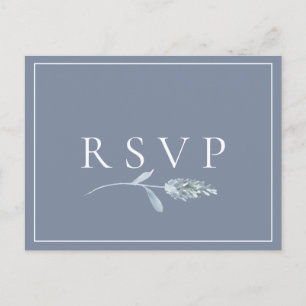 Slate Blue Botanical Wedding RSVP Song Request Invitation Postcard