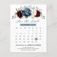 Slate Blue Burgundy White Ivory Floral Wedding 