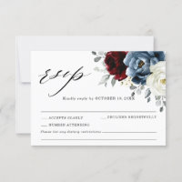 Slate Blue Burgundy White Ivory Floral Wedding RSV