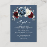 Slate Blue Burgundy White Ivory Wedding Reception