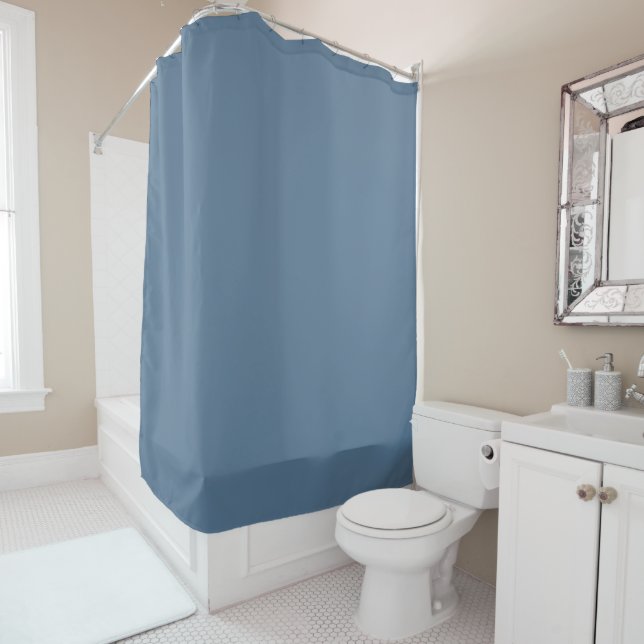 Slate Blue colour to FallHouses Shower Curtain (In Situ)