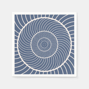 Slate blue cream spiral snail fibonacci napkin