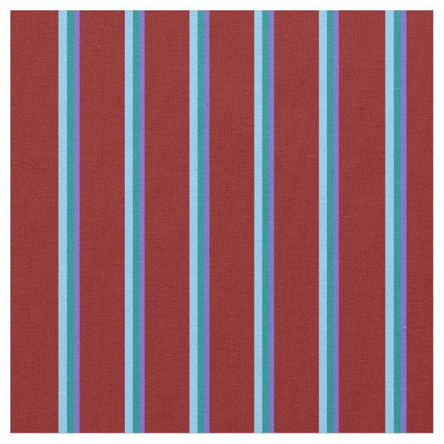 Slate Blue, Dark Cyan, Light Sky Blue & Maroon Fabric (Close Up)