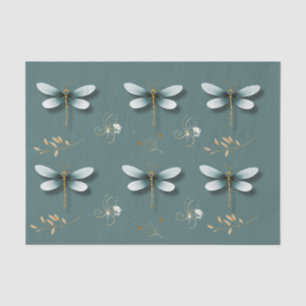 Slate Blue Dragonflies with Wheat Tissue Paper