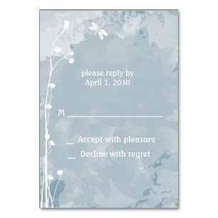 Slate Blue Dragonfly White Flowers Wedding RSVP Table Number