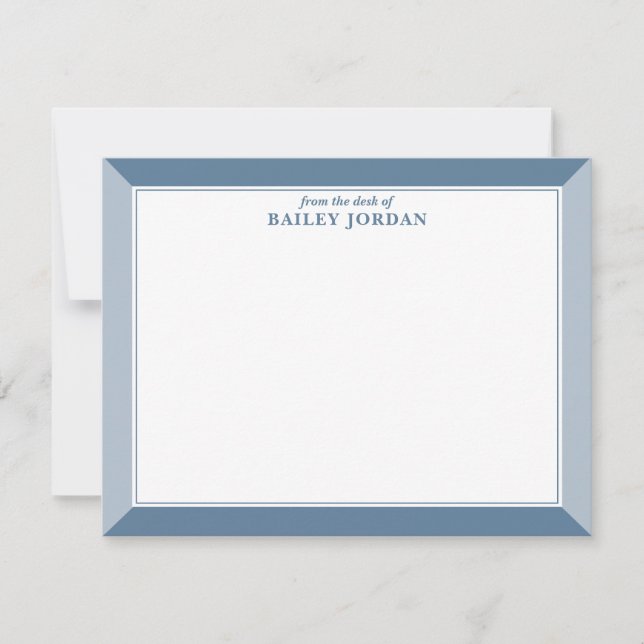 Slate Blue & Dusty Blue Frame Men's Stationery Card (Front)