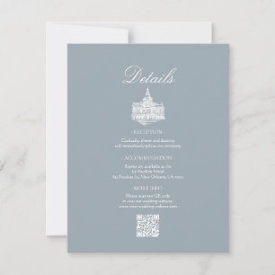 Slate Blue French Country Wedding Details Card