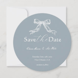 Slate Blue French Country Wedding Round Save The Date