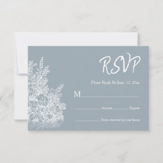 Slate Blue French Country Wedding RSVP Card