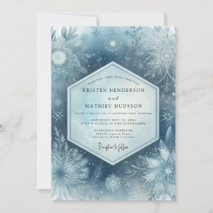Slate Blue Frosty Woodland Wedding Invitation