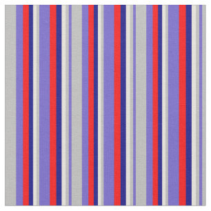 Slate Blue, Grey, Beige, Blue, and Red Pattern Fabric