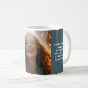 Slate Blue Happy Birthday Photo Coffee Mug