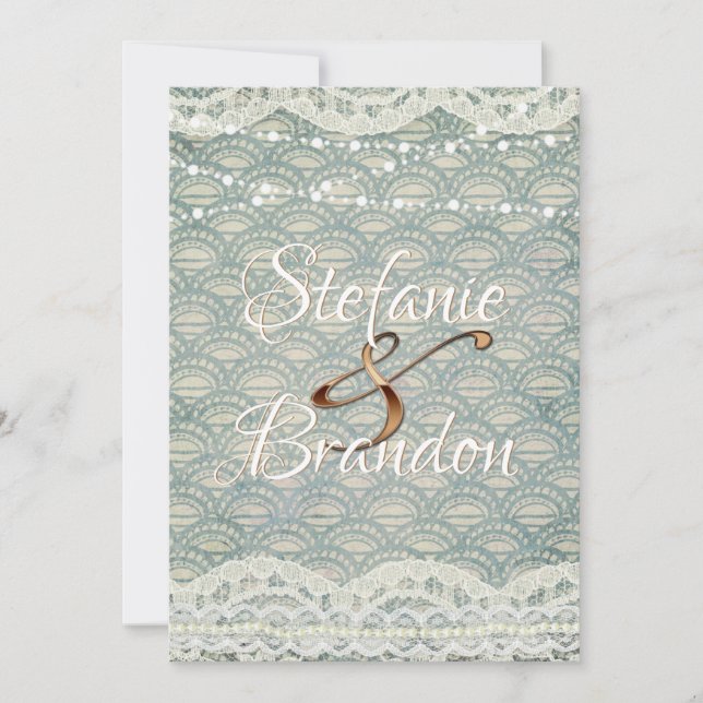 Slate Blue Lace Invitation (Front)