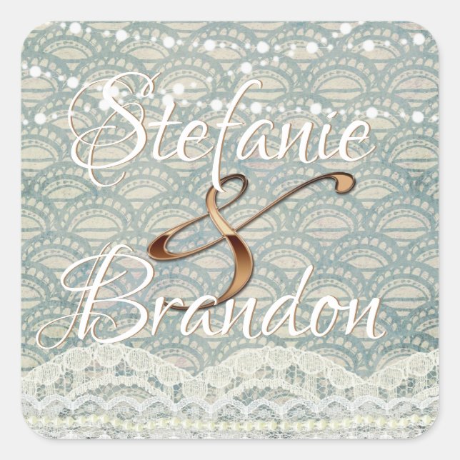 Slate Blue Lace Square Sticker (Front)