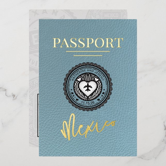 Slate Blue Mexico Passport Wedding (Front/Back)