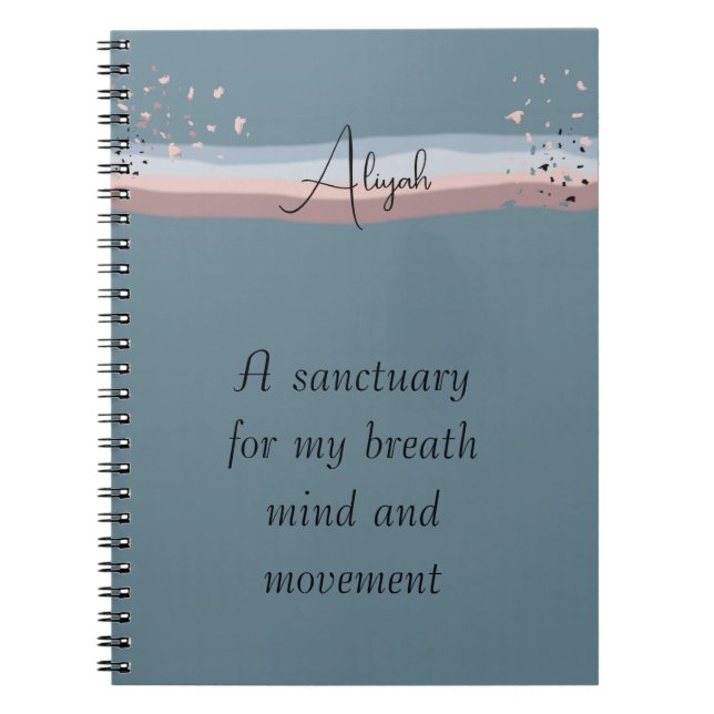 Slate Blue Minimalist Boho Personalised Meditation Notebook (Front)