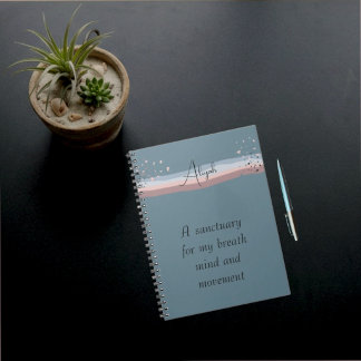 Slate Blue Minimalist Boho Personalised Meditation Notebook