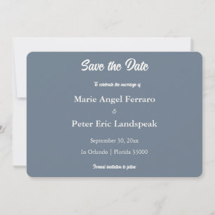 Slate Blue Minimalist Typographic Monogram Save The Date