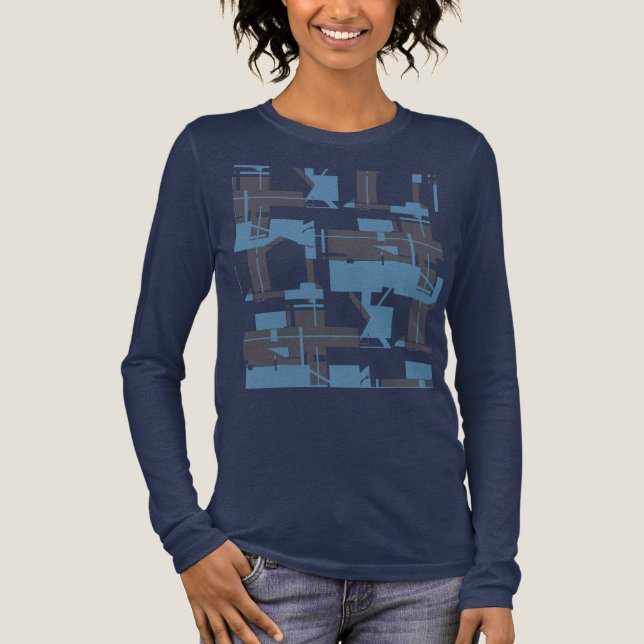 Slate Blue Navy Robin's Egg Blue Abstract Design Tri-Blend Shirt (Front)