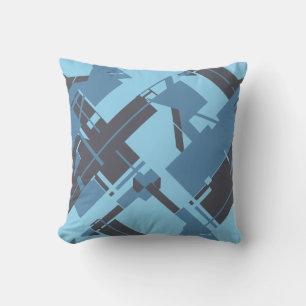 Slate Blue Navy Robin's Egg Blue Diagonal Design Cushion
