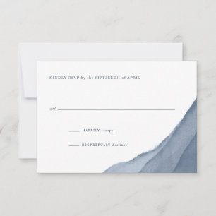 Slate Blue Ombre Watercolor Wedding RSVP Card