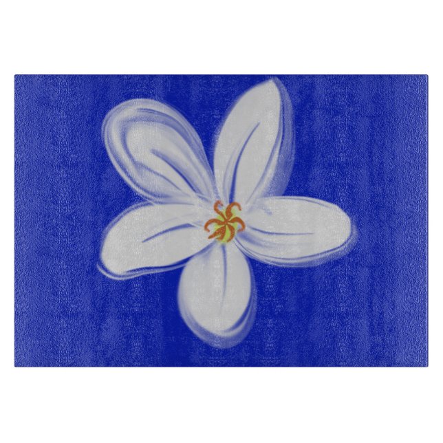 Slate Blue Orchid Decorative Glass Cutting Board (Front)