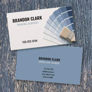 Slate Blue Paint Swatch Fan Photo Painting Business Card