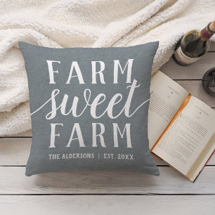 Slate Blue Personalised Farm Sweet Farm Cushion