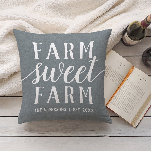 Slate Blue Personalised Farm Sweet Farm Cushion (Creator Uploaded)