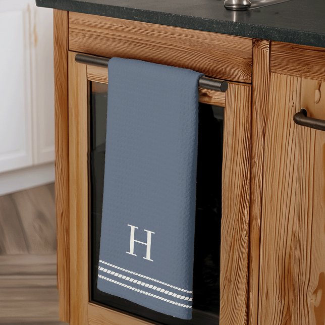 Slate Blue | Rope Stripe Monogram Tea Towel (Creator Uploaded)