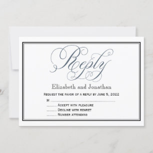 Slate Blue Script Reply RSVP Enclosure Card