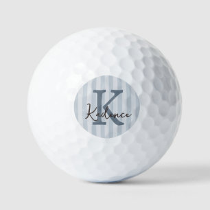 Slate Blue Striped Circle Monogram Golf Balls