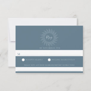 Slate Blue Sunburst Wedding Food Allergy RSVP Card