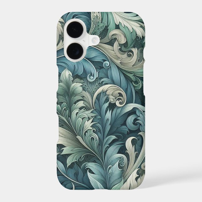 Slate Blue Teal Green Grey Paisley Art Pattern iPhone Case (Back)