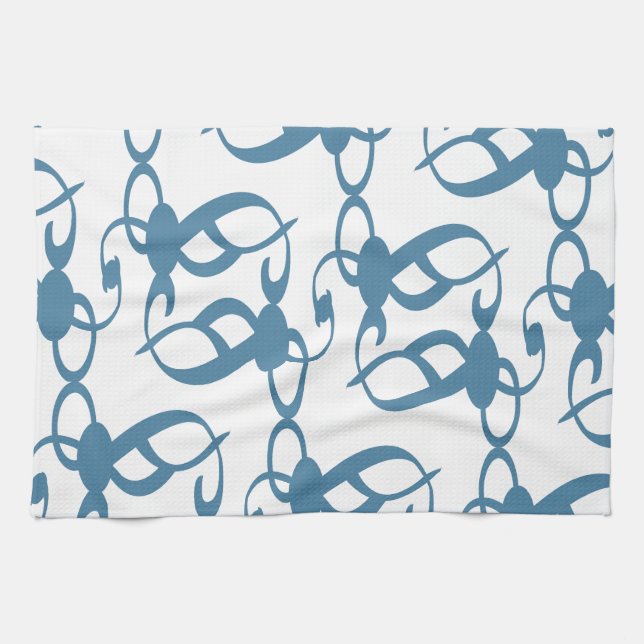 Slate Blue Tribal Lace Tea Towel (Horizontal)
