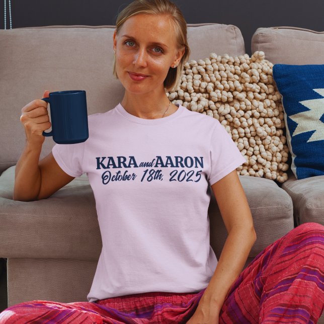 Slate Blue Vintage Text Wedding Bridesmaids' T-Shirt (Creator Uploaded)