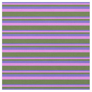 Slate Blue, Violet & Dark Olive Green Stripes Fabric