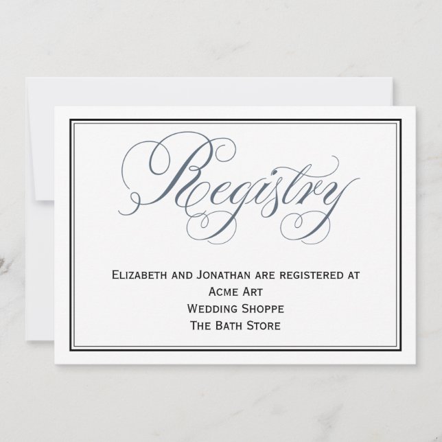Slate Blue Wedding Registry Enclosure Card (Front)