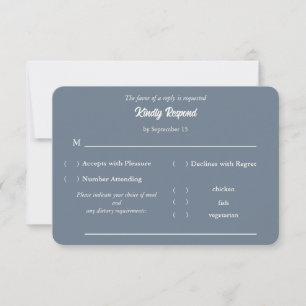 Slate Blue Wedding RSVP with Meal Options Card