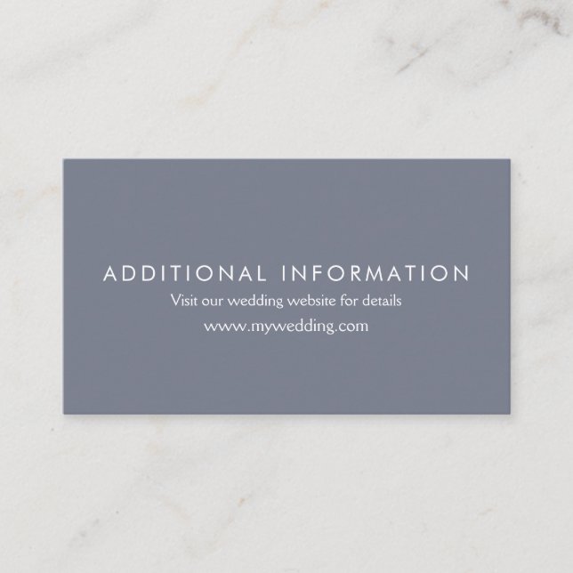 Slate Blue Wedding Website Info Card (Front)