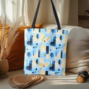 Slate Calm Abstract – Blue, Grey, Black Geometric  Tote Bag