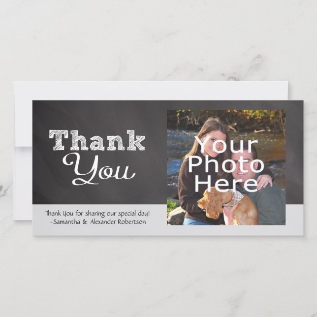 Slate Chalkboard-look Wedding Thank You (Front)