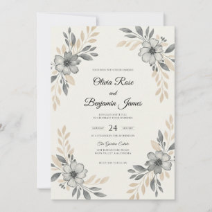 Slate Champagne Painted Wedding Invitation