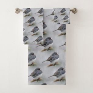 Slate-Coloured Dark-Eyed Junco on the Pear Tree Bath Towel Set