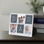 Slate | DAD Custom Kids Photo Collage Plaque<br><div class="desc">Create a sweet keepsake for a beloved dad this Father's Day with this simple photo plaque design that features three of your favorite Instagram photos, arranged in a collage layout with alternating squares of smoky slate blue spelling out "Daddy." Personalize with favorite photos of his children, and add a custom...</div>