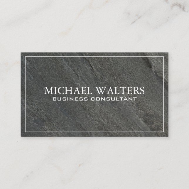 Slate Dark Rock Background Business Card (Front)