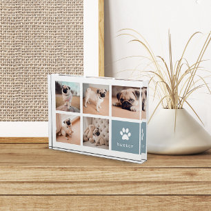 Slate Dog Pawprint Collage Photo Block