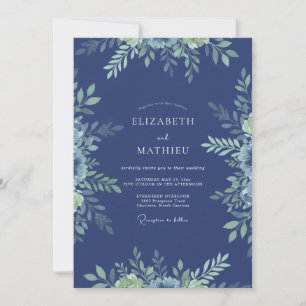 Slate Foliage Eucalyptus Wedding Invitation